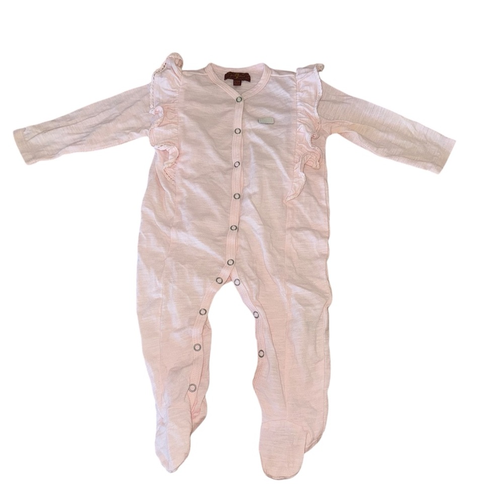 7FAM One Piece Onesie with Ruffles Light Pink Size 6-9 Months
